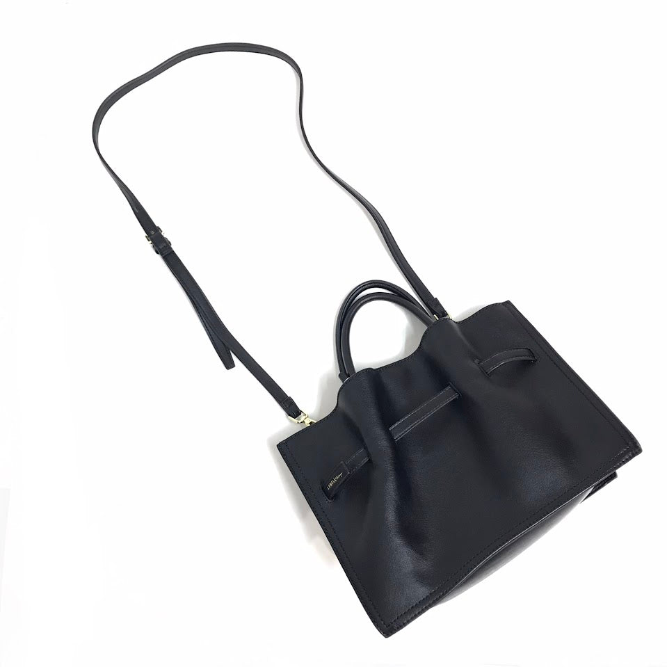 LOWELL things|ロウェル シングス ギャザーオープントートBAG mini 2wayバッグ トートバッグ ブラック【倉吉店】