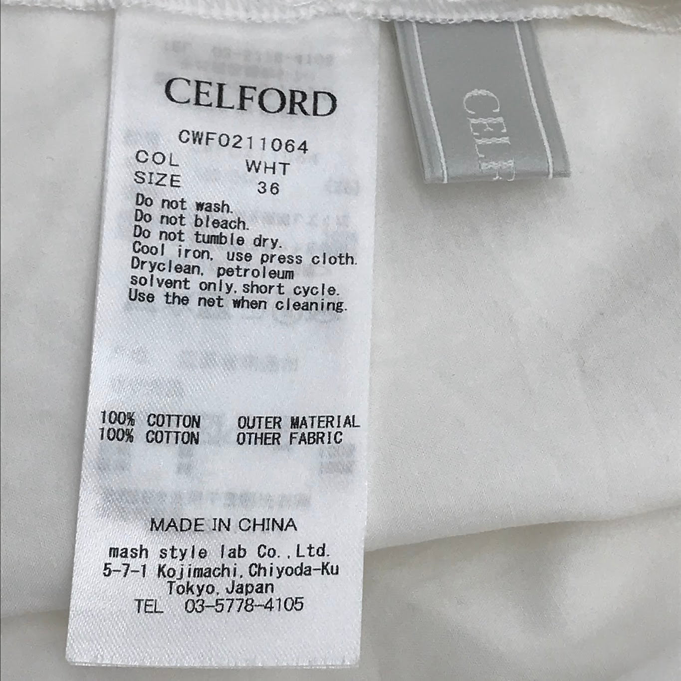 CELFORD(セルフォード) ワンピース CWF0211064 ホワイト サイズ:36【倉吉店】