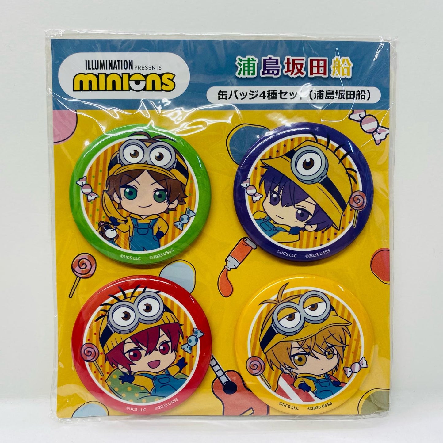 【中古】 その他ホビー 浦島坂田船 缶バッジ4種セット ミニオンコラボ 缶バッジ4種セット【飾磨店】