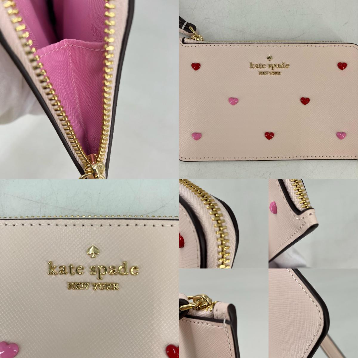 kate spade NEW YORK | ケイトスペードニューヨーク ハートピアス スモールL-ジップリスレット ポーチ ピンク【イオン広店】