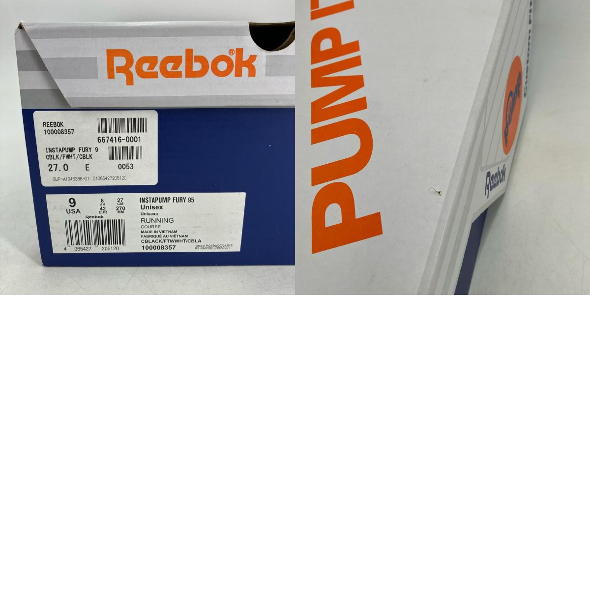 Reebok | リーボック INSTAPUMP FURY 95 スニーカー GX9433 ブラック 27cm【イオン広店】