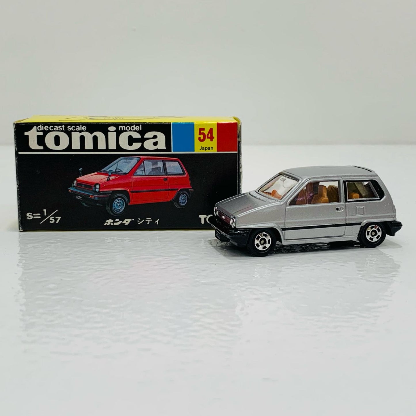 【中古】 1/57ホンダシティ(シルバー×ブラック/黒箱/日本製)「トミカNo.54」