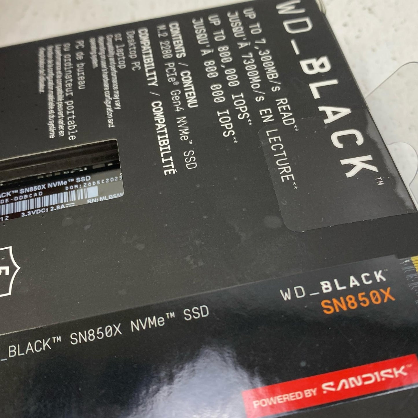 【未使用/未開封】 WDS100T2X0E-00BCA0 未開封 SANDISK WD_BLACK SN850X NVMe SSD WDS100T2X0E-00BCA0 1TB M.2 ヒートシンク非搭載モデル【加古川店】