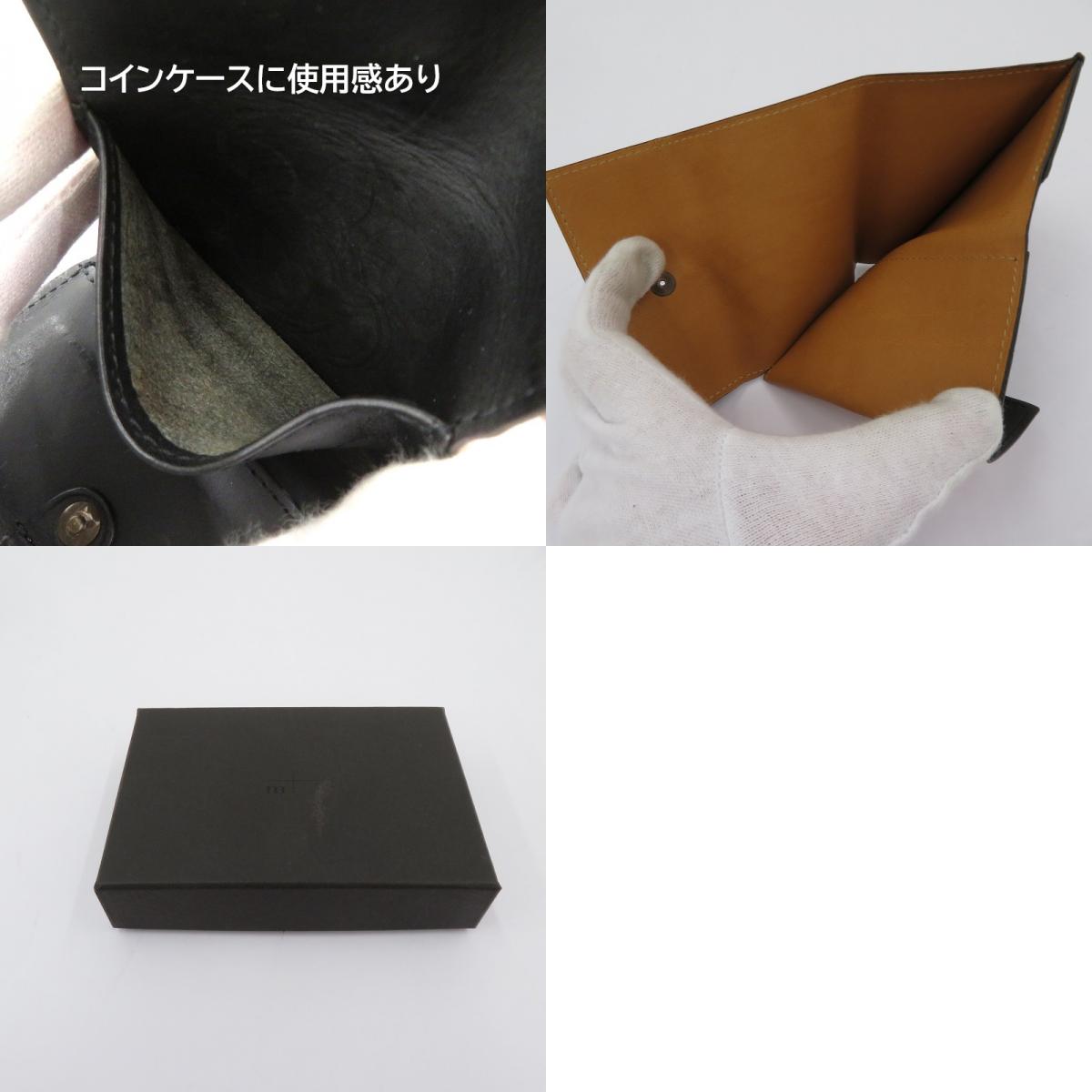 m+ | エムピウ straccio 三つ折り財布 ブラック【瀬戸大橋店】
