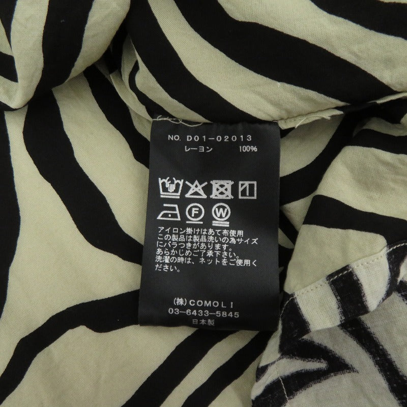 COMOLI | コモリ ZEBRA ゼブラ オープンカラーシャツ 半袖シャツ D01-02013 ベージュ × ブラック サイズ:2【瀬戸大橋店】