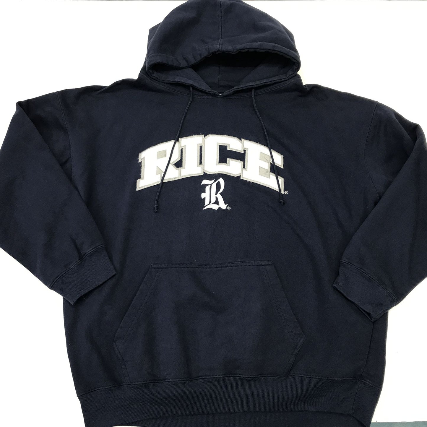 【中古】 パーカー ユーズド コットン長袖パーカー RICE UNIVERSITY ビッグアップリケ&刺繍いり ネイビー 2XL ビッグサイズ! ネイビー【加古川物流】