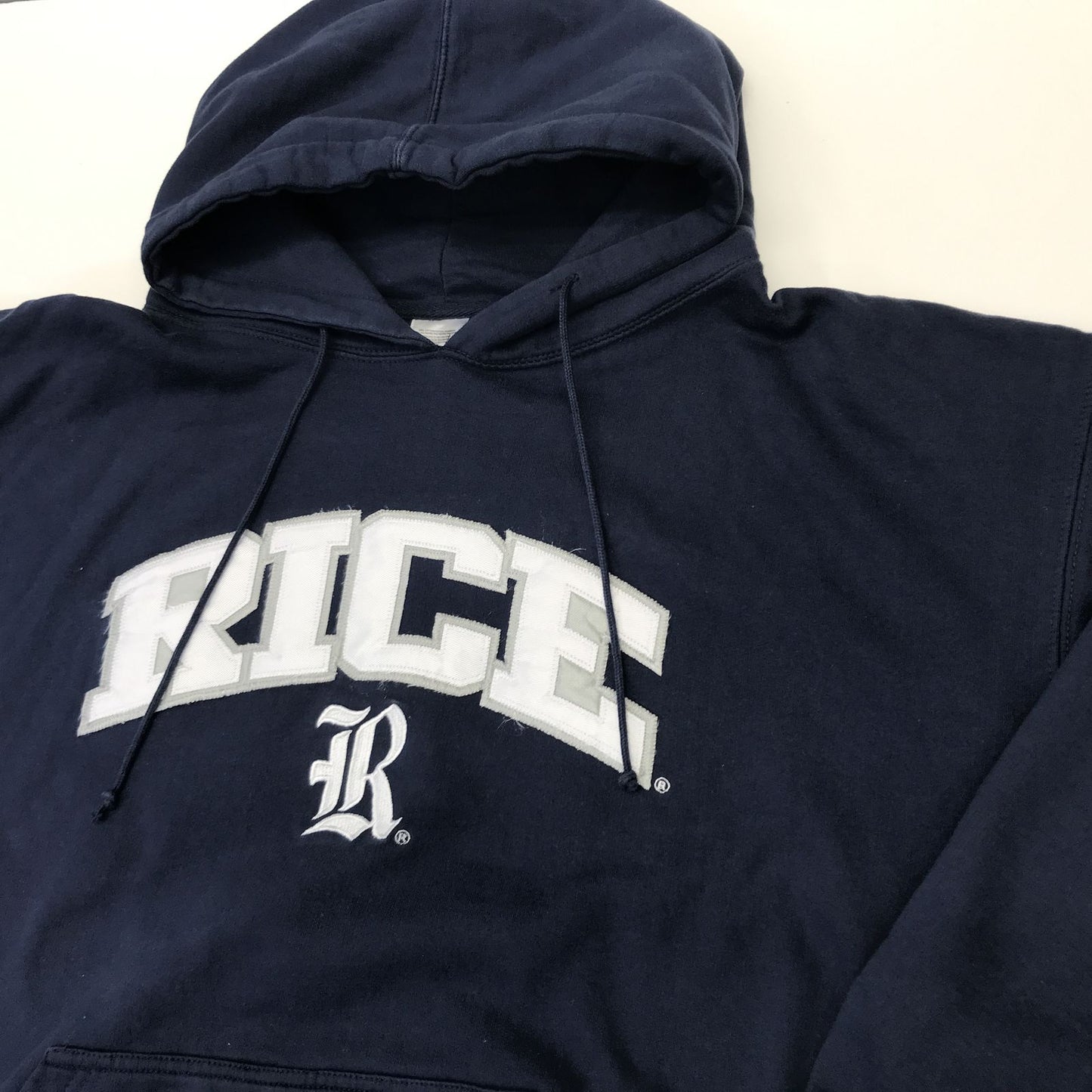 【中古】 パーカー ユーズド コットン長袖パーカー RICE UNIVERSITY ビッグアップリケ&刺繍いり ネイビー 2XL ビッグサイズ! ネイビー【加古川物流】