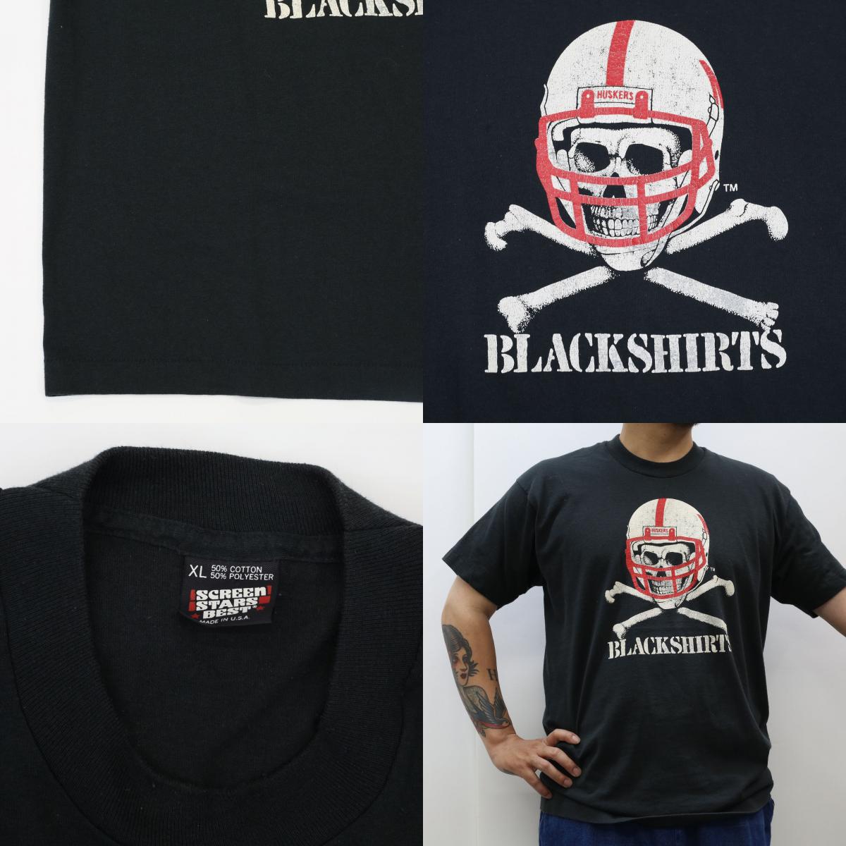 【中古】 半袖Tシャツ スクリーンスターズ USA製 90年代 半袖 Tシャツ BLACKSHIRTS ネブラスカコーンハスカーズ XL ブラック サイズ:XL【加古川物流】