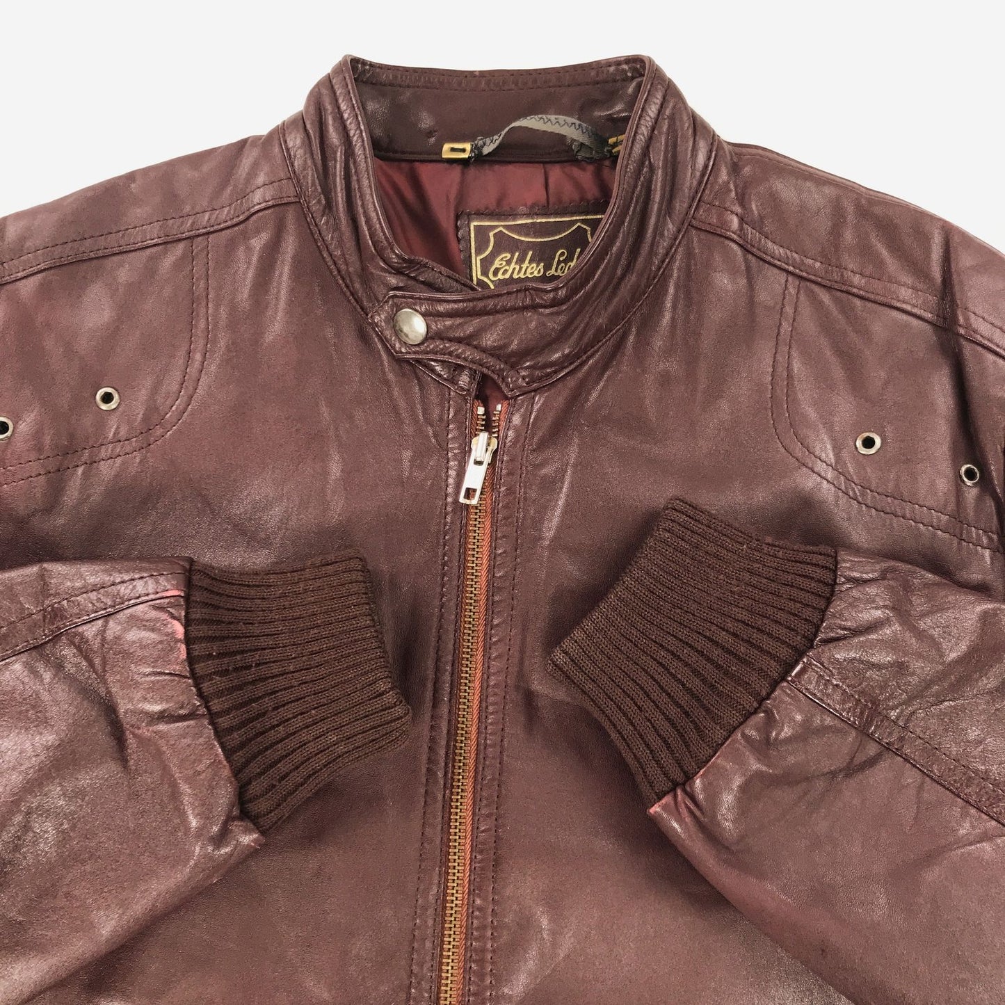 【中古】 その他アウター シーアンドエー 70~ 80年代 シングルライダース スランドカラー ジップ レザージャケット ボルドー XL 位 長袖 ブラウン【加古川物流】