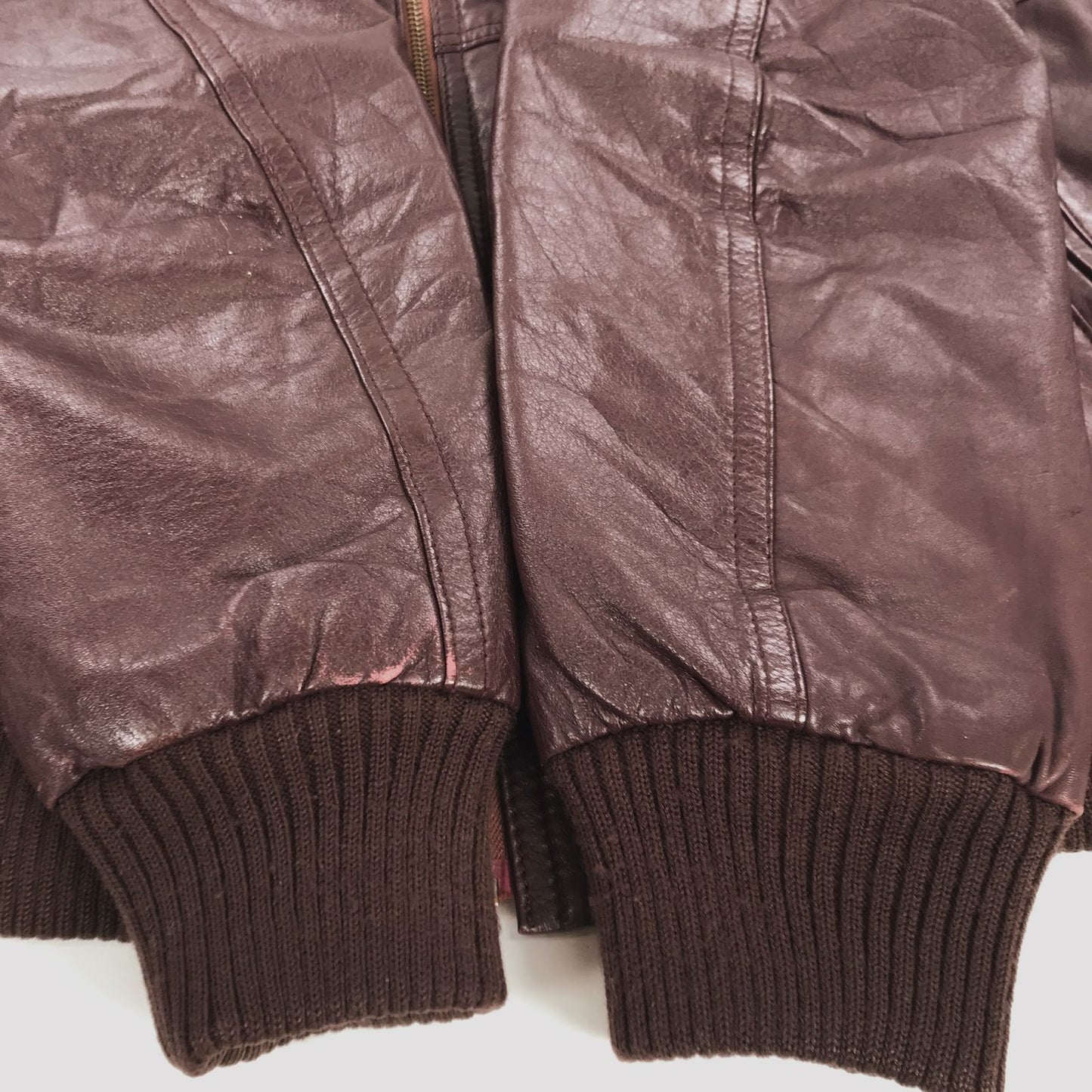 【中古】 その他アウター シーアンドエー 70~ 80年代 シングルライダース スランドカラー ジップ レザージャケット ボルドー XL 位 長袖 ブラウン【加古川物流】