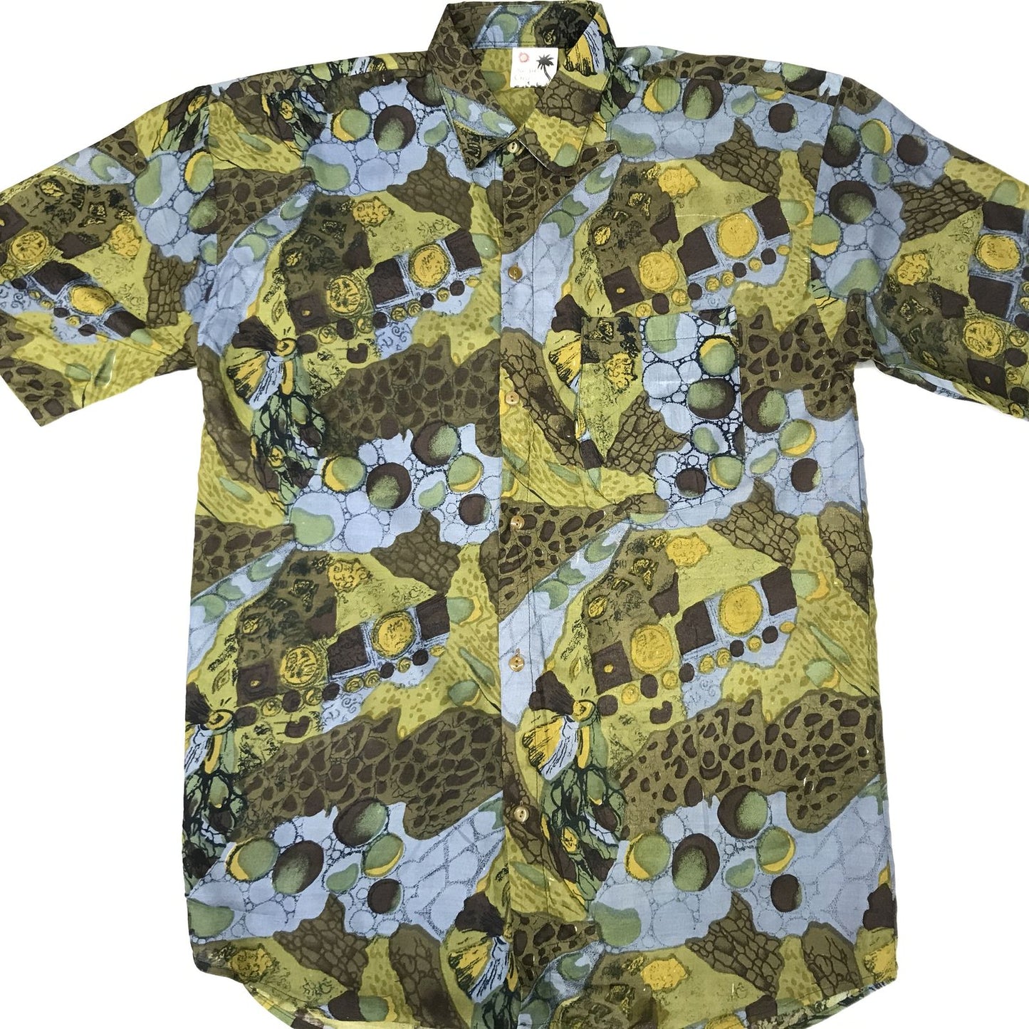 【中古】 長袖シャツ スーリヤクリエーションズ レーヨン 柄シャツ 半袖シャツ 熱帯モチーフ柄? XL マルチカラー【加古川物流】