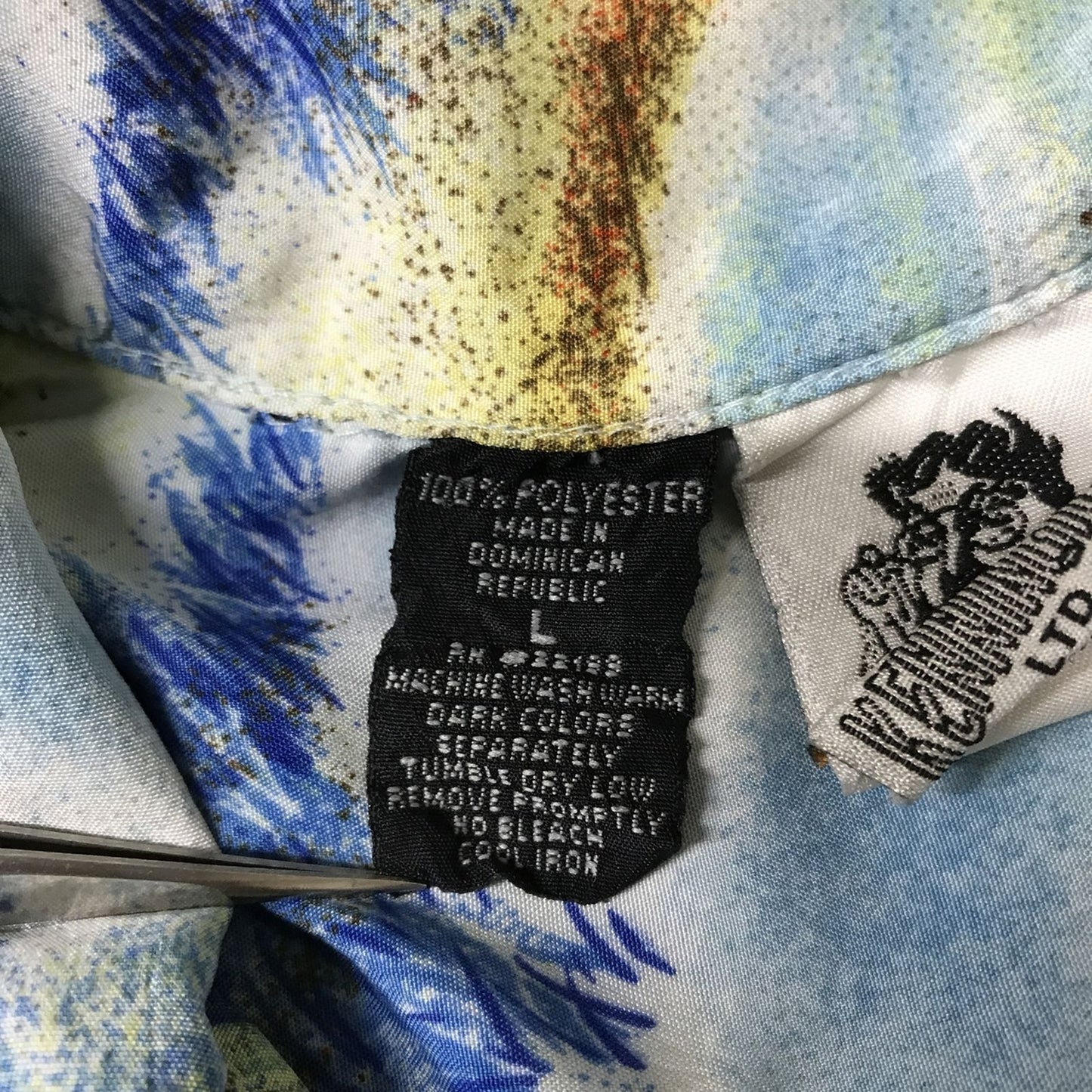 【中古】 半袖シャツ 70~80年代 KENNINGTON アロハ ハワイアンシャツ 水色 ビンテージ柄 ブルー サイズ:L【加古川物流】