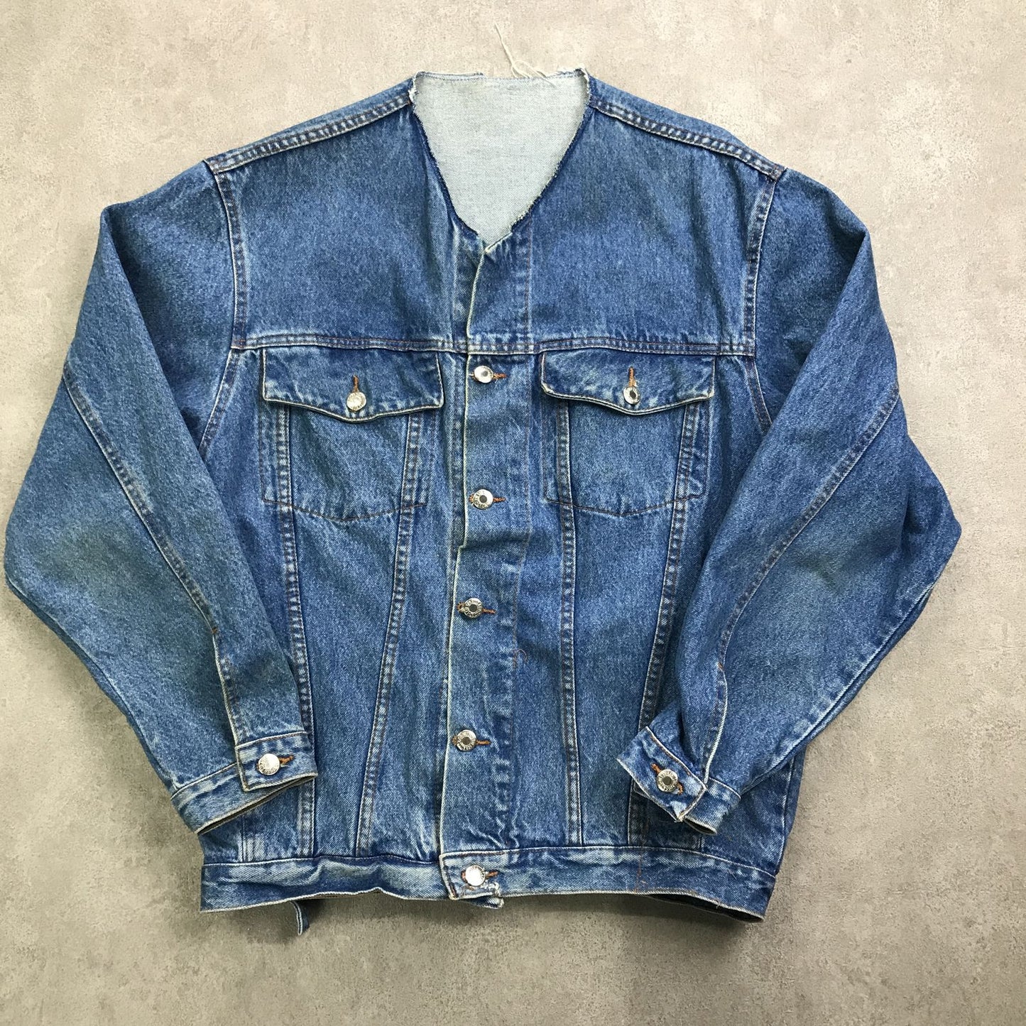 【中古】 デニム リメイク!・ノーカラー Gジャン-1 ネイビー【加古川物流】