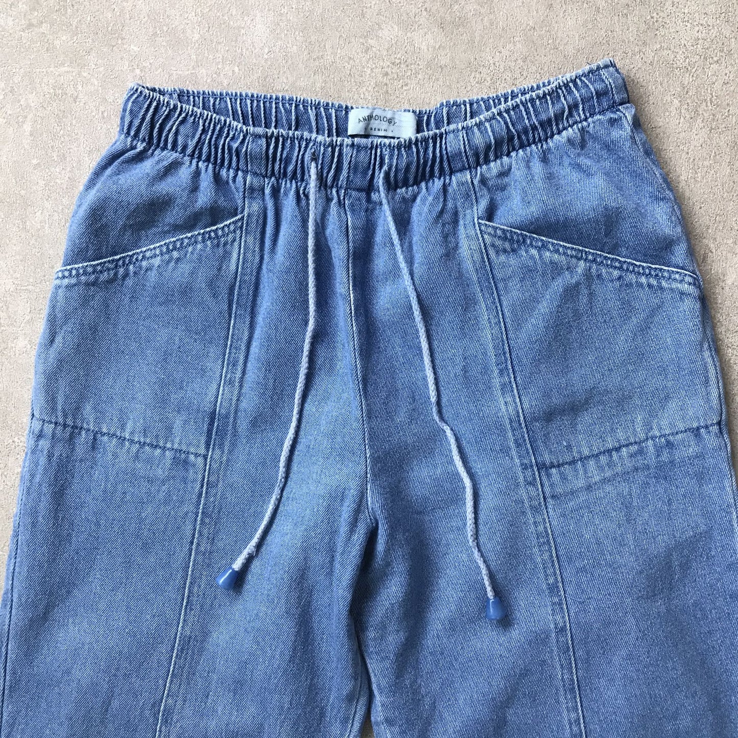 【中古】 パンツ 80~90年代 ANTHOLOGY DENIM ウエストひも付き!デニムイージーリラックステーパードパンツ ブルー【加古川物流】