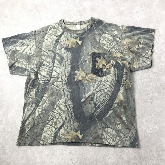 【中古】 半袖Tシャツ XXL 半袖 USA製 リアルカモ REAL TREE HARDWOODS 20-200 Tシャツ 古着 中古 MADE IN USA サバゲー マルチカラー サイズ:XXL【加古川物流】