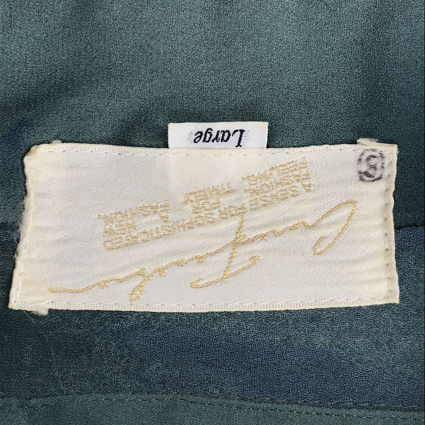 【中古】 半袖シャツ L 90年代 総柄 オープンシャツ ポリエステルシャツ半袖 水面に浮かぶ水彩風 アート柄 ビンテージ グリーン サイズ:L【加古川物流】