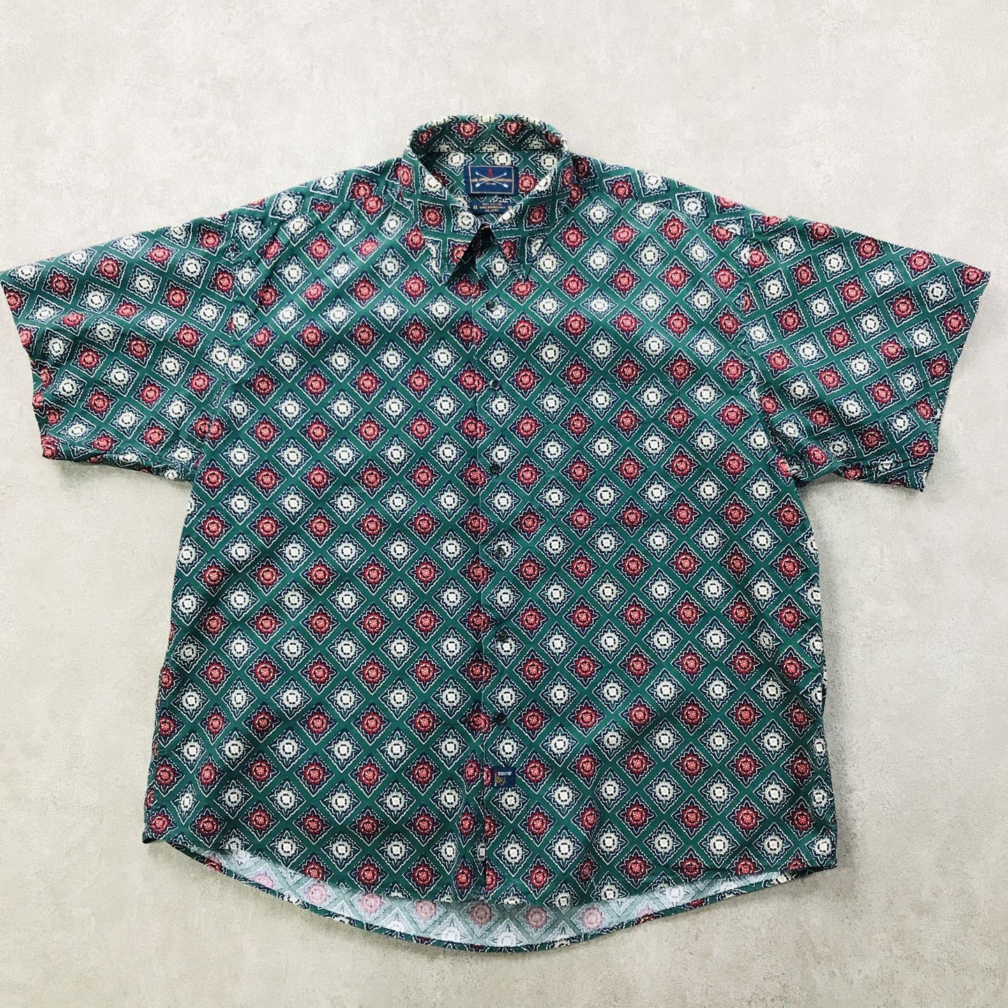 【中古】 半袖シャツ XL 90年代 THE ARROW COMPANY 総柄 モノグラム柄 コットンシャツ 半袖 ビンテージ その他 サイズ:XL【加古川物流】