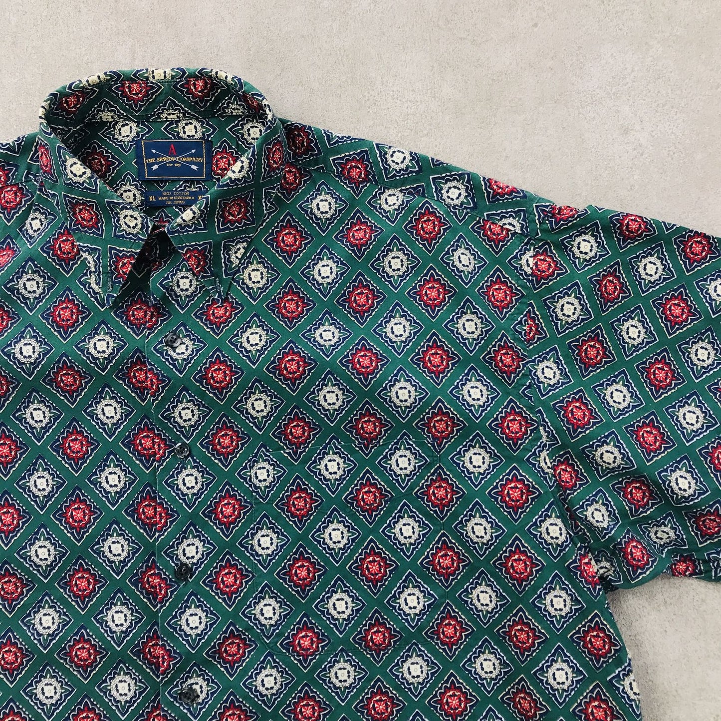 【中古】 半袖シャツ XL 90年代 THE ARROW COMPANY 総柄 モノグラム柄 コットンシャツ 半袖 ビンテージ その他 サイズ:XL【加古川物流】