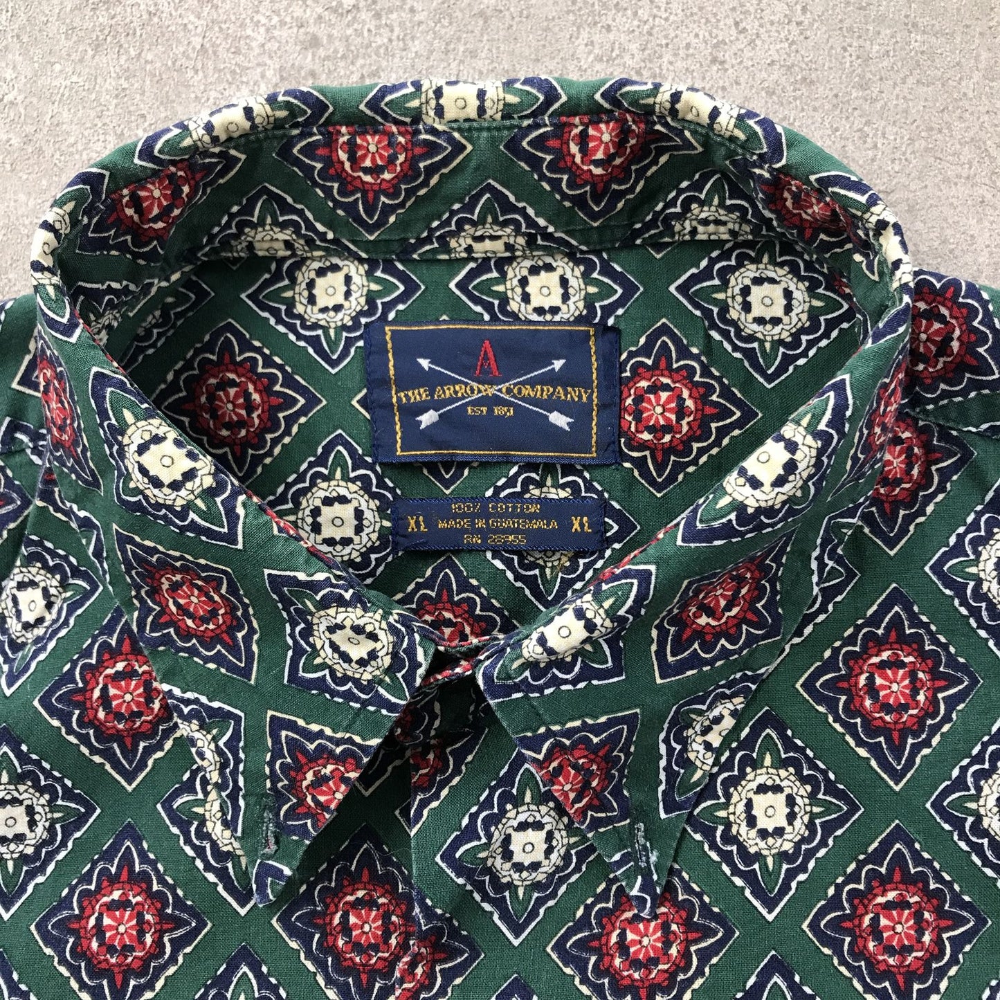 【中古】 半袖シャツ XL 90年代 THE ARROW COMPANY 総柄 モノグラム柄 コットンシャツ 半袖 ビンテージ その他 サイズ:XL【加古川物流】