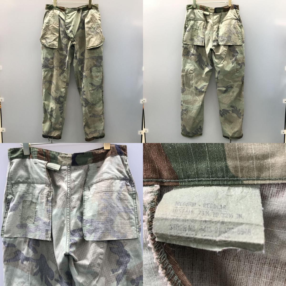 【中古】 パンツ 80年代? 米軍 ウッドランドカモ 迷彩 リップストップ ミリタリー カーゴパンツ コンバットパンツ BDU パンツ USA製 メンズ MEDIUM-REGULAR マルチカラー【加古川物流】