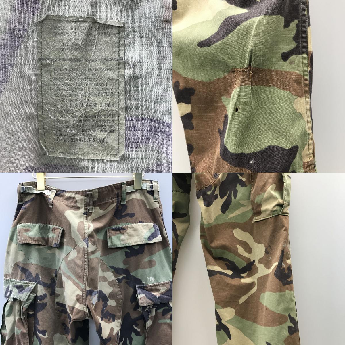 【中古】 パンツ 80年代? 米軍 ウッドランドカモ 迷彩 リップストップ ミリタリー カーゴパンツ コンバットパンツ BDU パンツ USA製 メンズ MEDIUM-REGULAR マルチカラー【加古川物流】