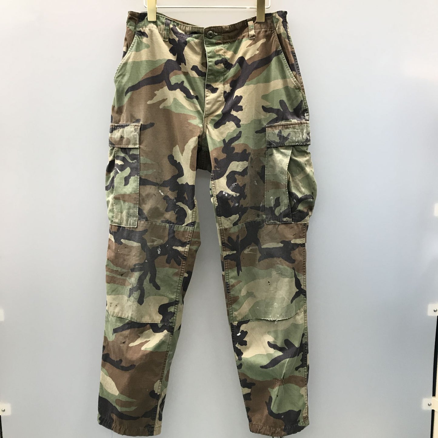 【中古】 パンツ 80年代? 米軍 ウッドランドカモ 迷彩 リップストップ ミリタリー カーゴパンツ コンバットパンツ BDU パンツ USA製 メンズ MEDIUM-REGULAR マルチカラー【加古川物流】