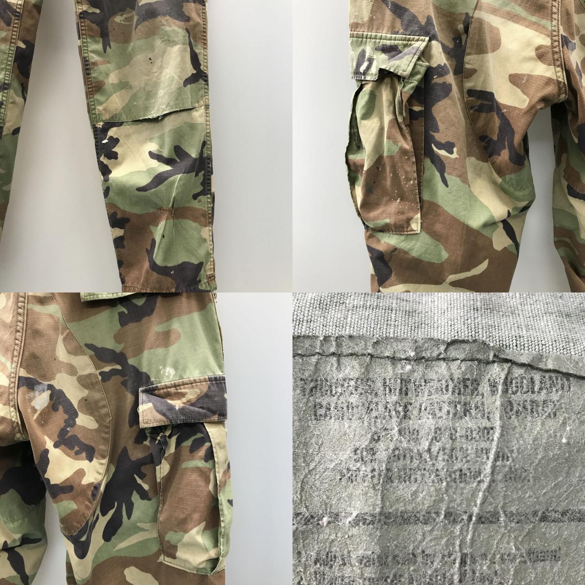 【中古】 パンツ 80年代? 米軍 ウッドランドカモ 迷彩 リップストップ ミリタリー カーゴパンツ コンバットパンツ BDU パンツ USA製 メンズ MEDIUM-REGULAR マルチカラー【加古川物流】