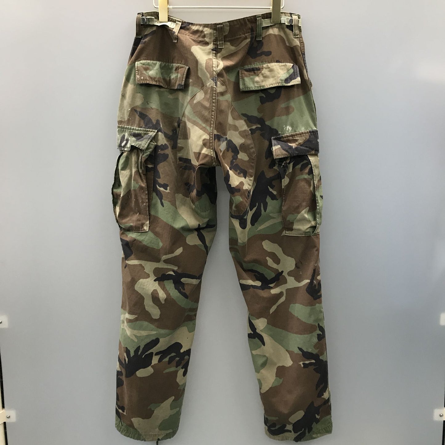 【中古】 パンツ 80年代? 米軍 ウッドランドカモ 迷彩 リップストップ ミリタリー カーゴパンツ コンバットパンツ BDU パンツ USA製 メンズ MEDIUM-REGULAR マルチカラー【加古川物流】