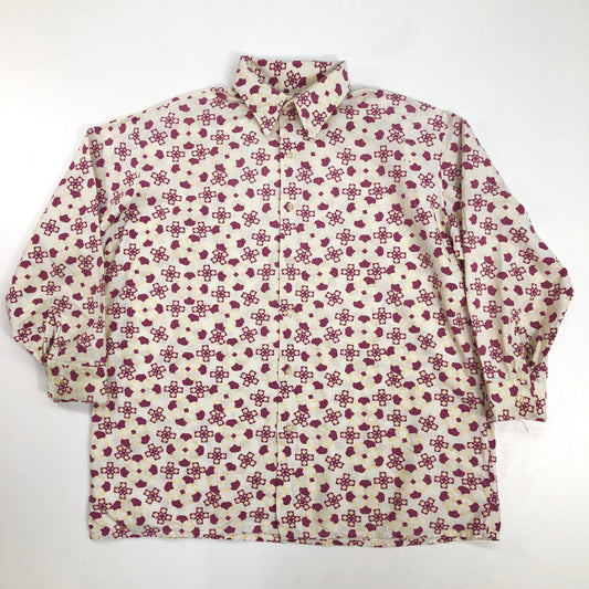 【中古】VINTAGE衣料 | ヴィンテージイリョウ 60-70年代 EURO パジャマシャツ 幾何学模様 VIETNAM製 長袖シャツ【加古川物流】