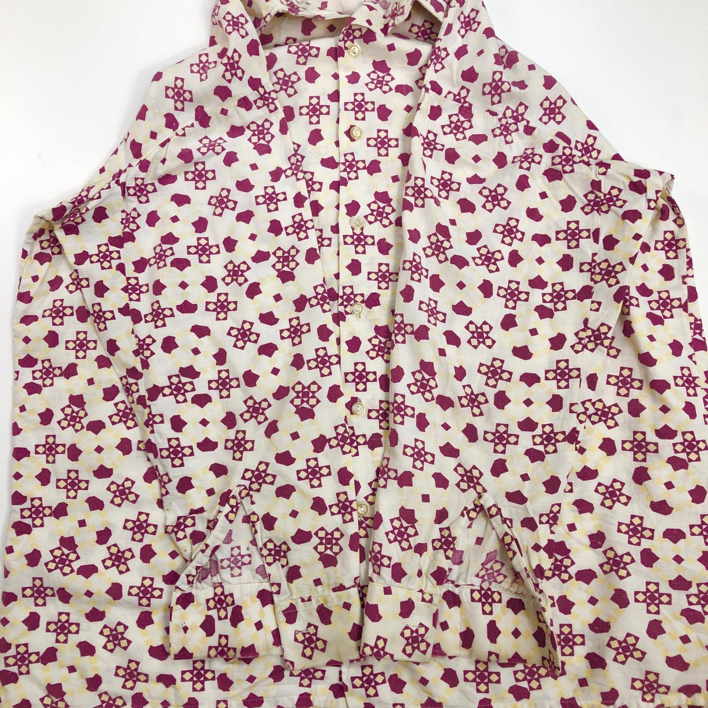【中古】VINTAGE衣料 | ヴィンテージイリョウ 60-70年代 EURO パジャマシャツ 幾何学模様 VIETNAM製 長袖シャツ【加古川物流】