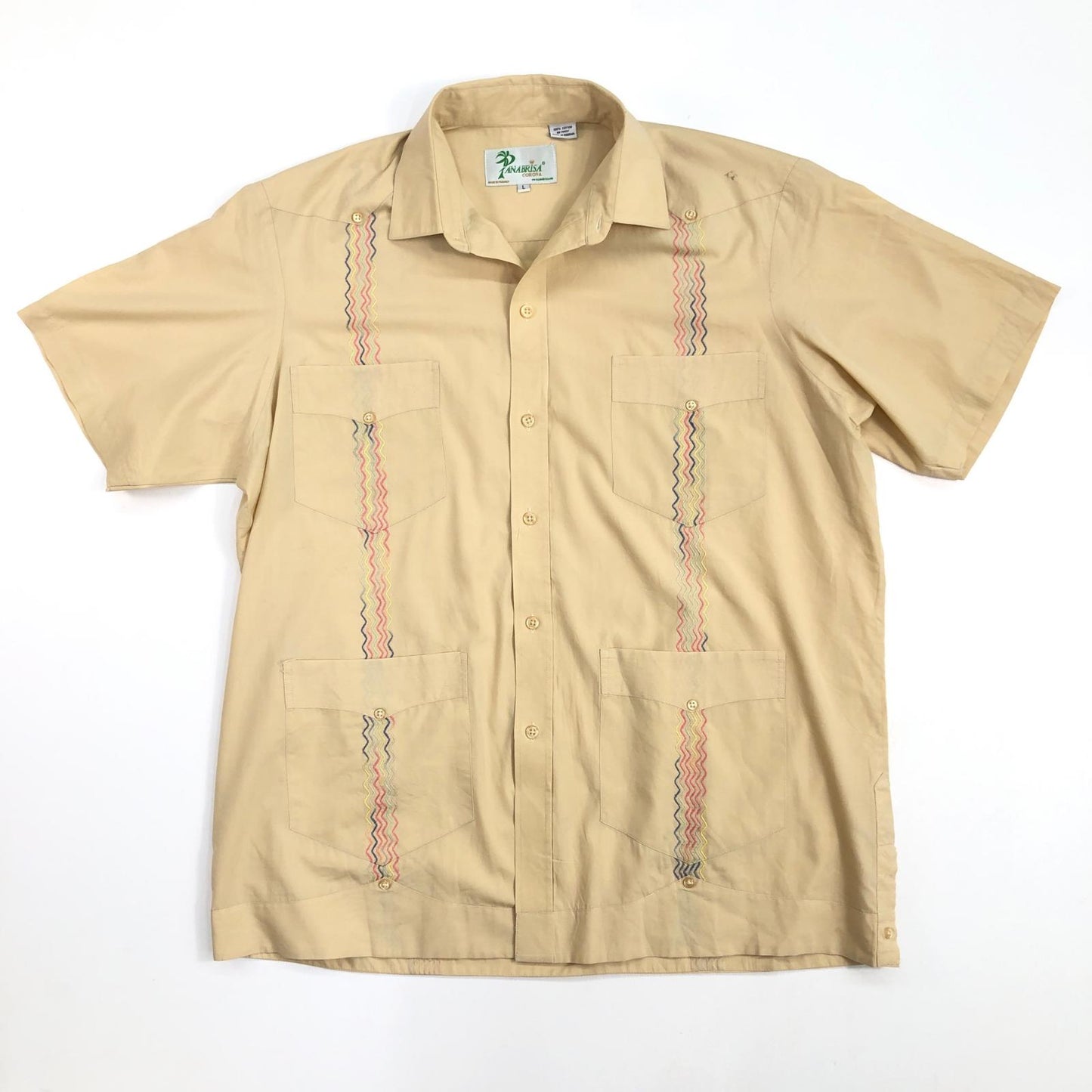 【中古】 PANABRISA キューバシャツ 半袖シャツ イエロー サイズ:L【加古川物流】