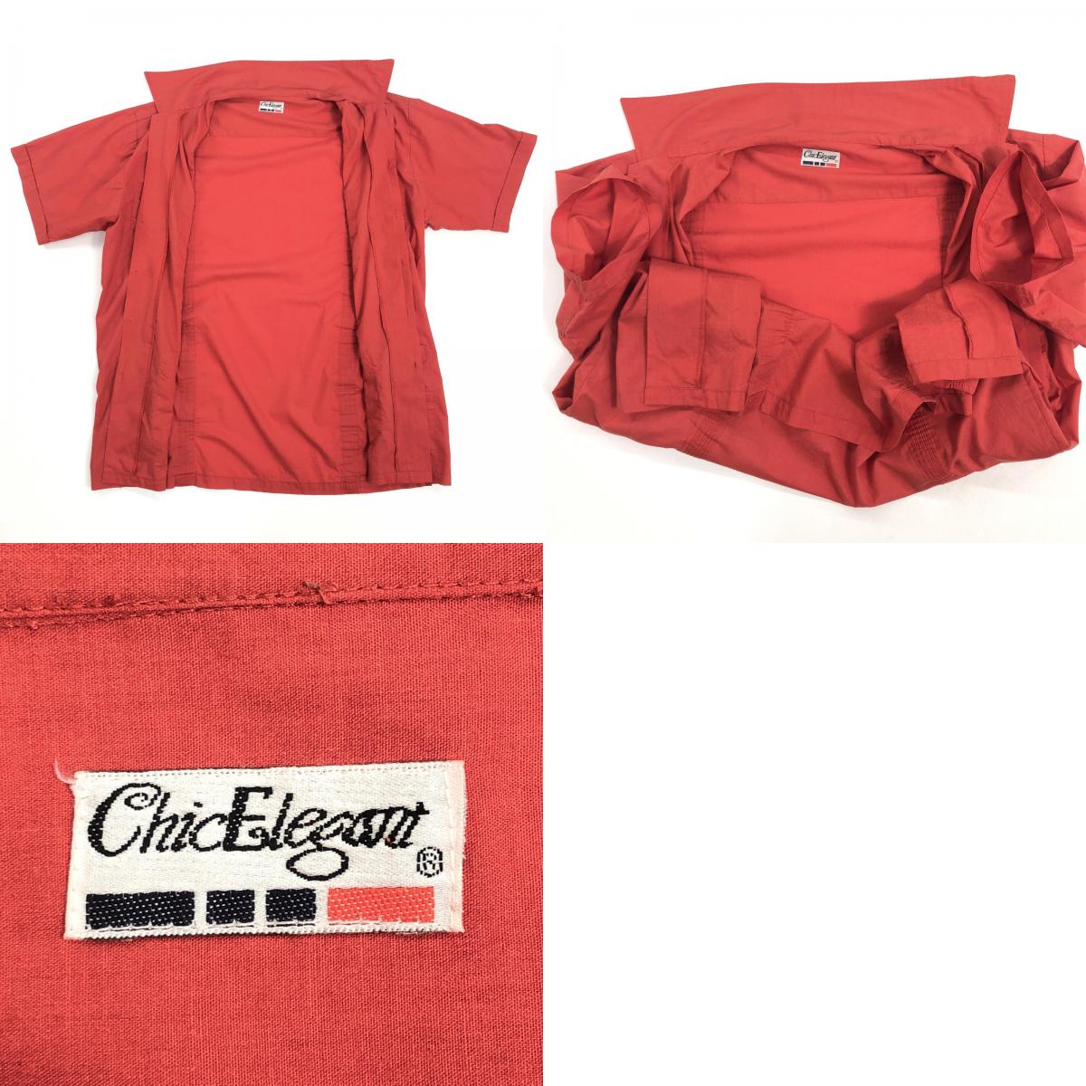【中古】 ChicElegant キューバシャツ 半袖シャツ レッド サイズ:XL【加古川物流】