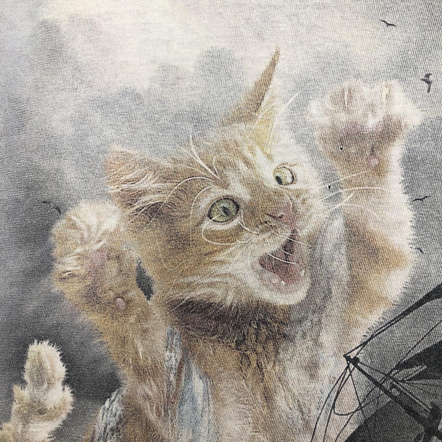 【中古】 THE MOUNTAIN ザ マウンテン 巨大 猫 船 半袖Tシャツ グレー サイズ:L【加古川物流】