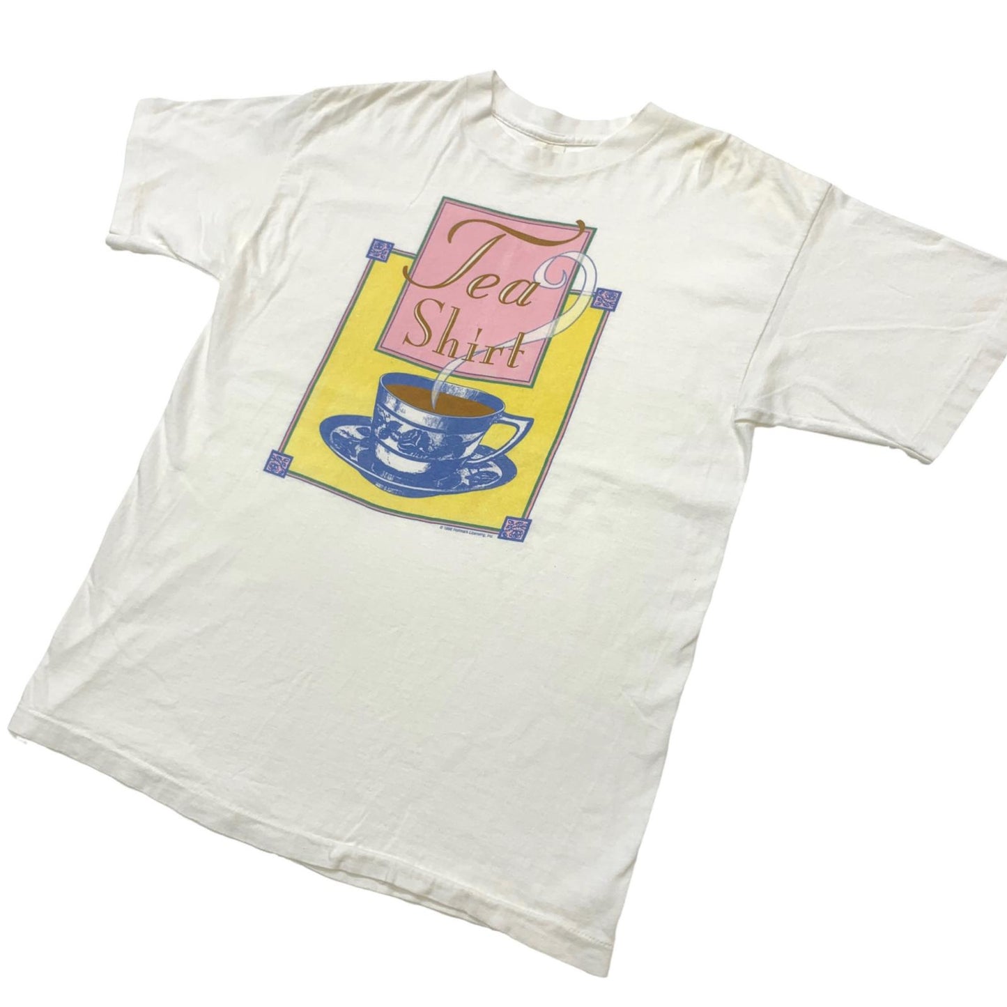 【中古】 SCREEN CREATIONS 90年代 1996 Hallmark Licensing, Inc. Tea Shirt 紅茶 アートTe USA製 半袖Tシャツ ホワイト サイズ:L【加古川物流】