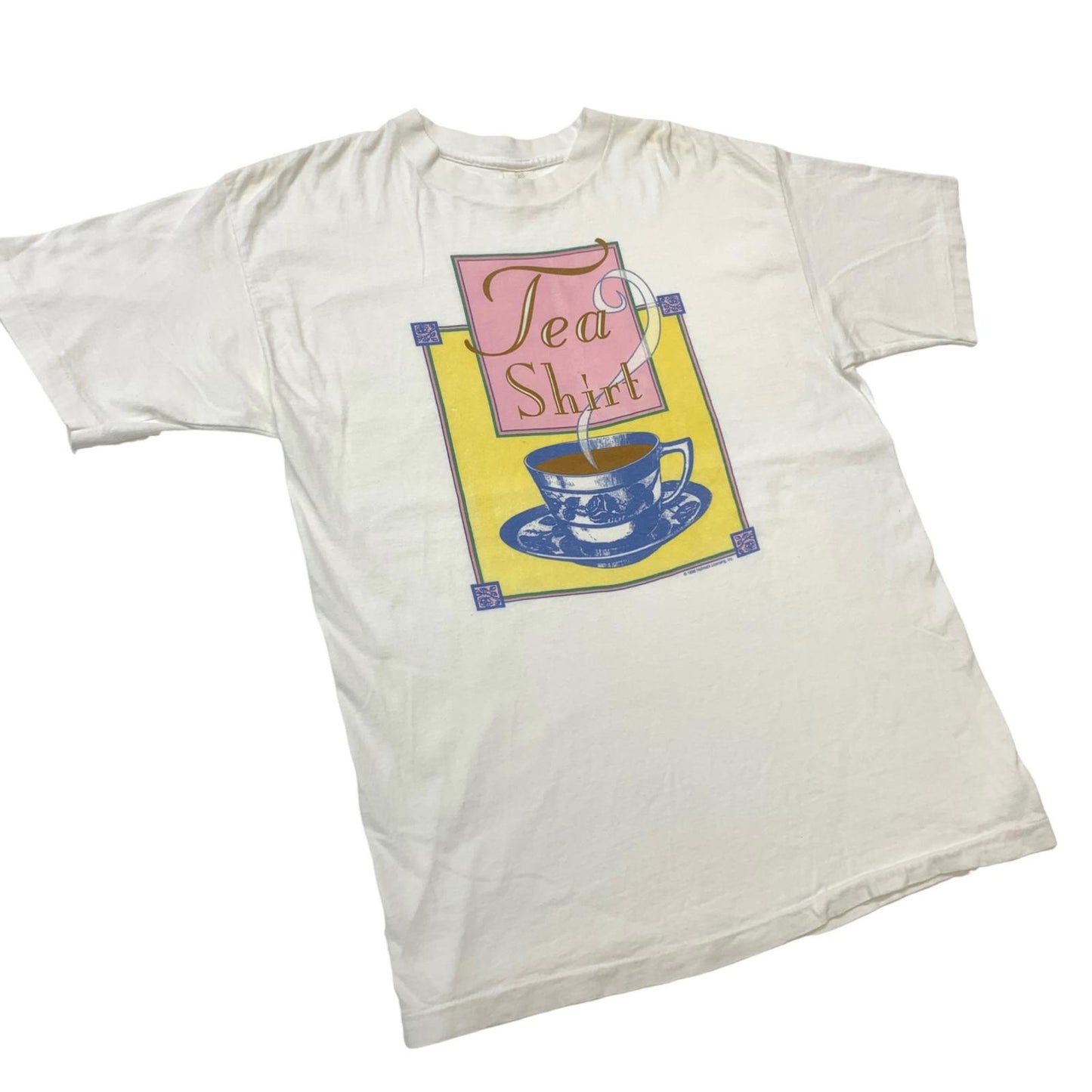 【中古】 SCREEN CREATIONS 90年代 1996 Hallmark Licensing, Inc. Tea Shirt 紅茶 アートTe USA製 半袖Tシャツ ホワイト サイズ:L【加古川物流】