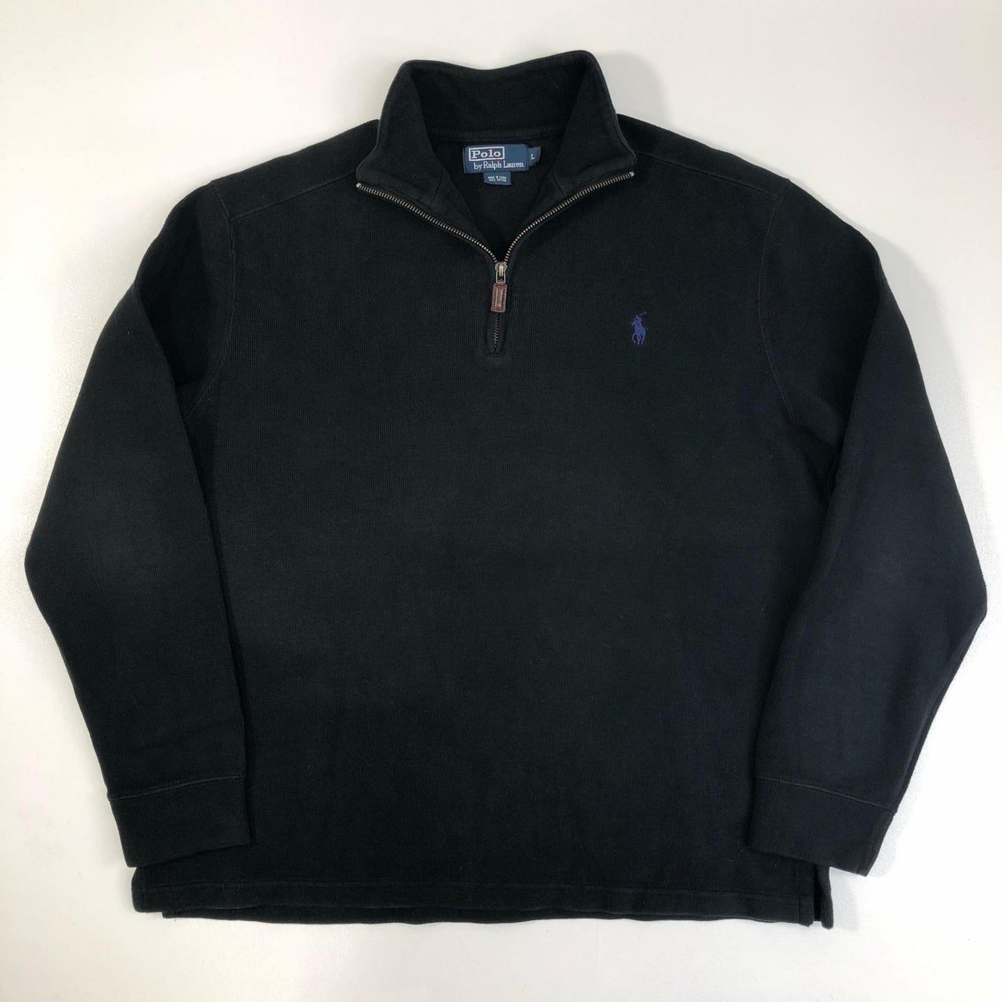 【中古】POLO RALPH LAUREN | ポロ・ラルフローレン ニット ハーフジップ スウェット ブラック サイズ:L【加古川物流】