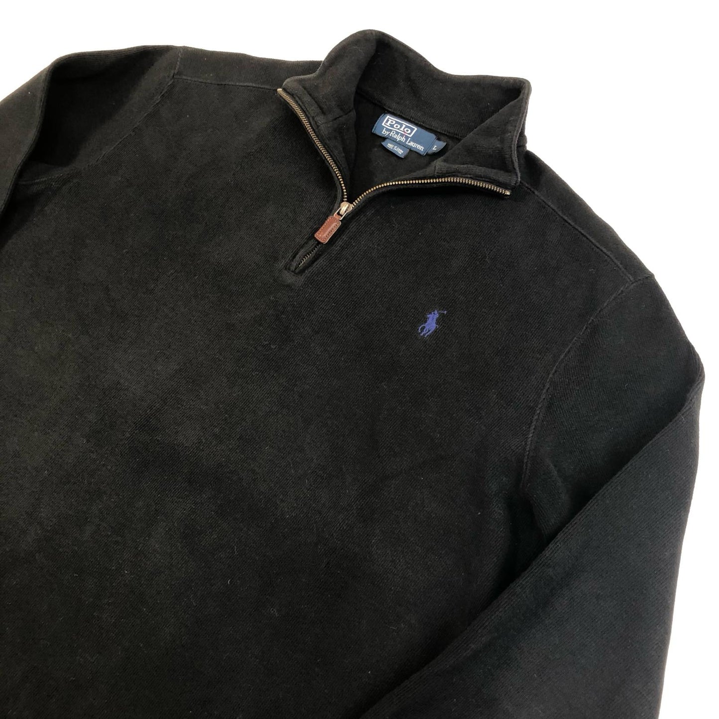 【中古】POLO RALPH LAUREN | ポロ・ラルフローレン ニット ハーフジップ スウェット ブラック サイズ:L【加古川物流】