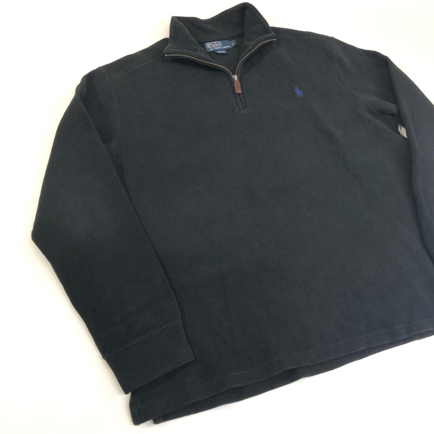【中古】POLO RALPH LAUREN | ポロ・ラルフローレン ニット ハーフジップ スウェット ブラック サイズ:L【加古川物流】