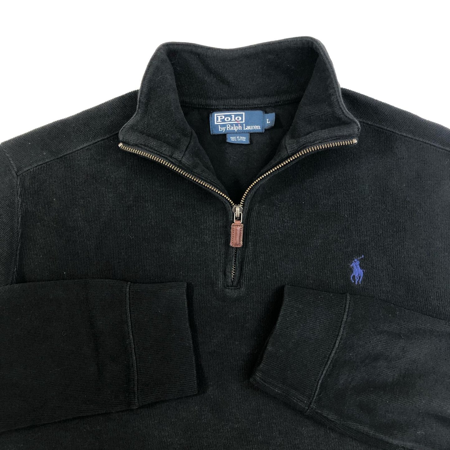 【中古】POLO RALPH LAUREN | ポロ・ラルフローレン ニット ハーフジップ スウェット ブラック サイズ:L【加古川物流】