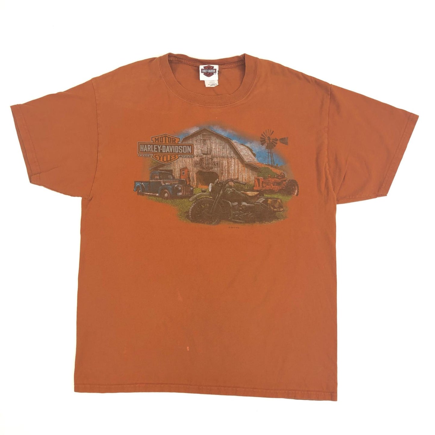 【中古】HARLEY-DAVIDSON | ハーレーダビットソン 半袖Tシャツ オレンジ サイズ:L【加古川物流】