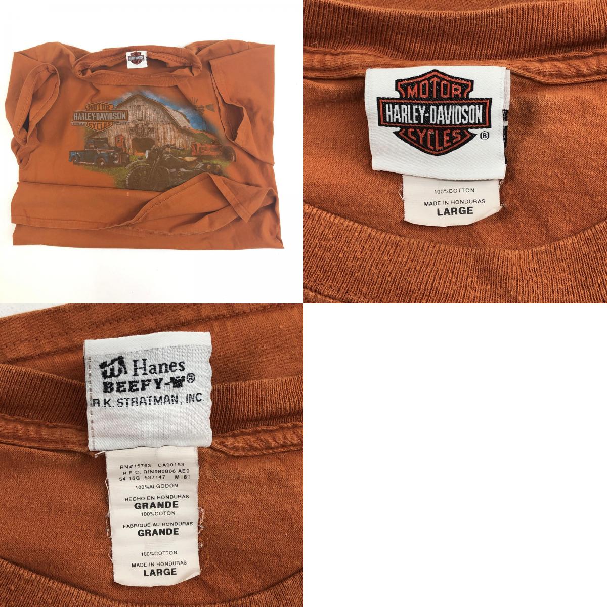 【中古】HARLEY-DAVIDSON | ハーレーダビットソン 半袖Tシャツ オレンジ サイズ:L【加古川物流】