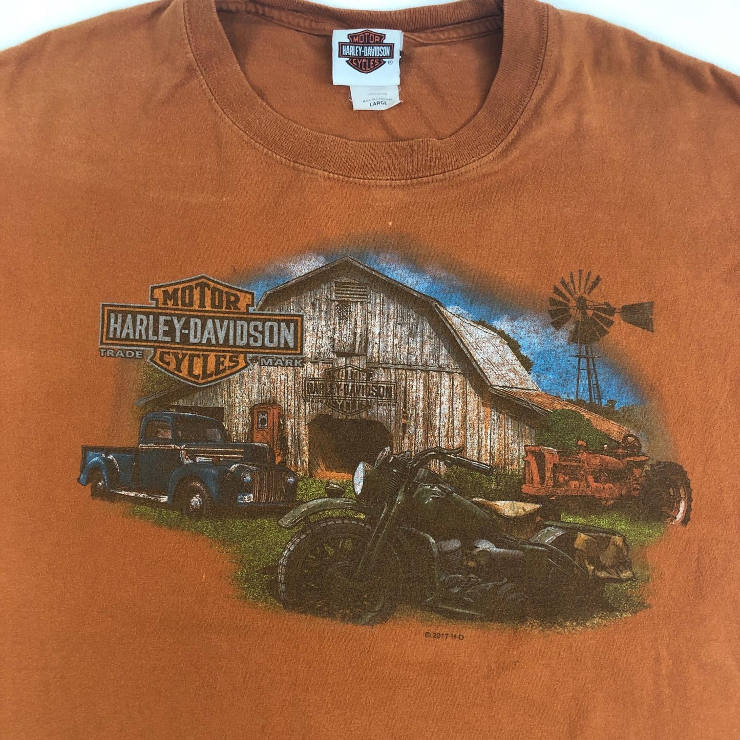 【中古】HARLEY-DAVIDSON | ハーレーダビットソン 半袖Tシャツ オレンジ サイズ:L【加古川物流】