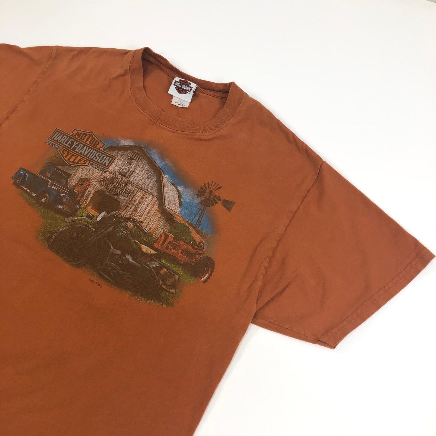 【中古】HARLEY-DAVIDSON | ハーレーダビットソン 半袖Tシャツ オレンジ サイズ:L【加古川物流】