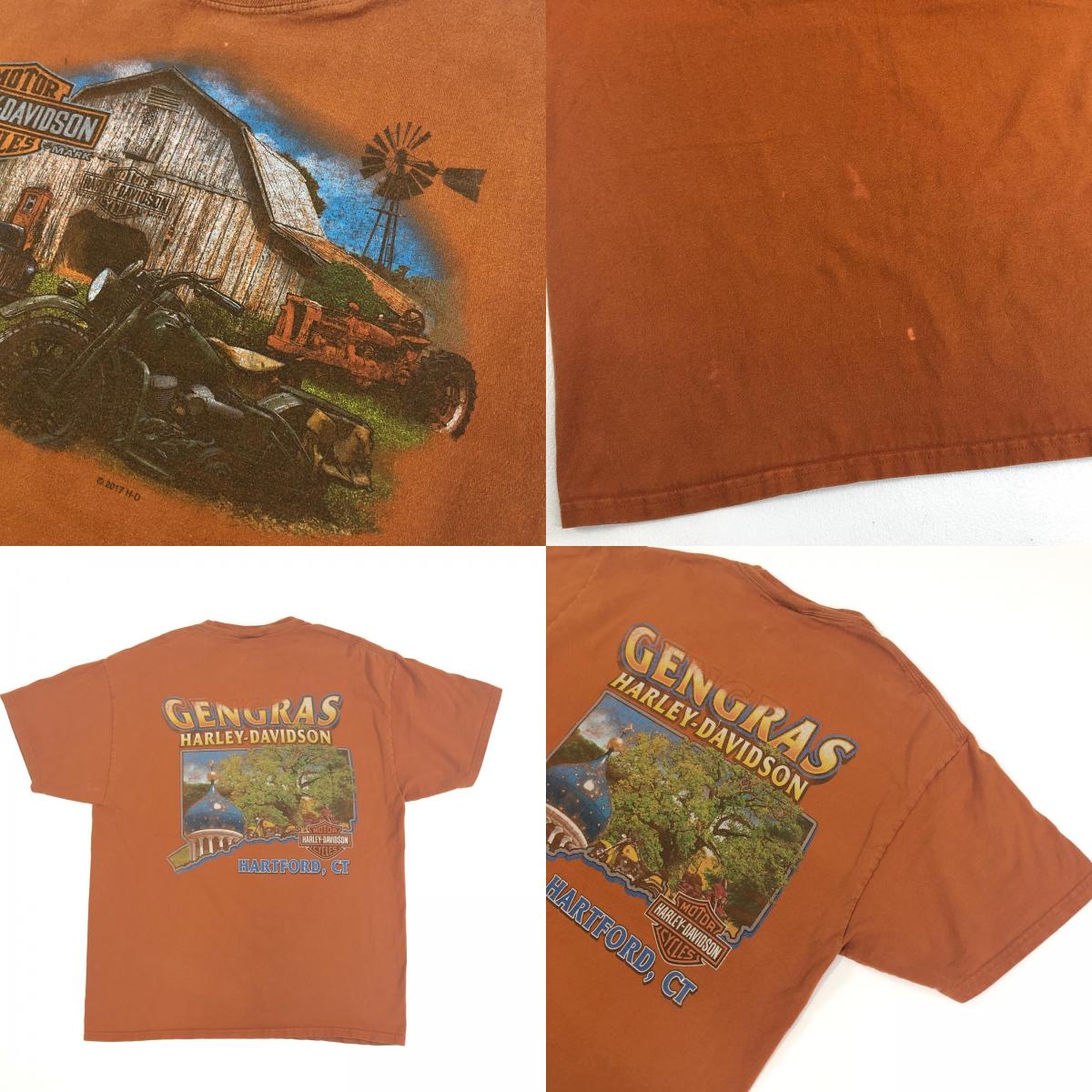 【中古】HARLEY-DAVIDSON | ハーレーダビットソン 半袖Tシャツ オレンジ サイズ:L【加古川物流】
