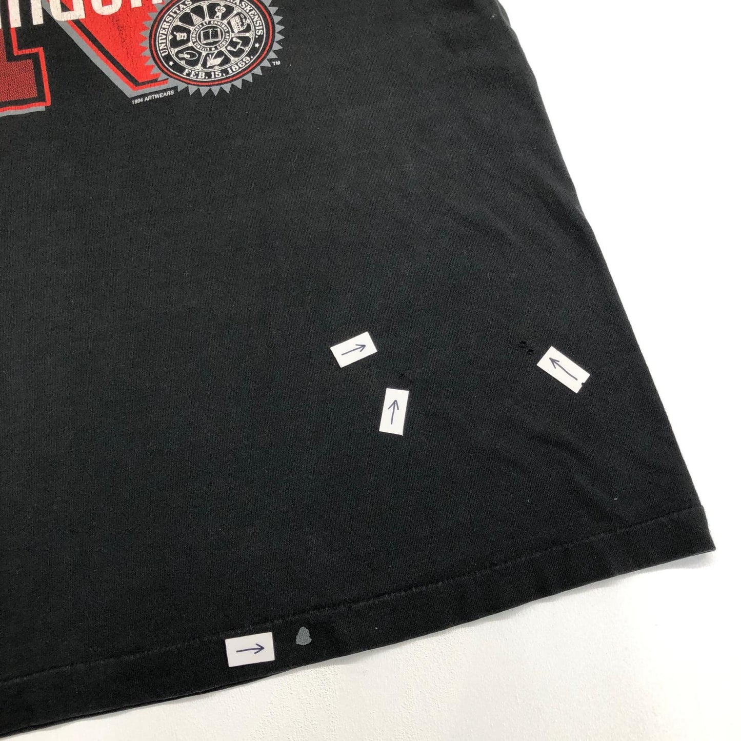 【中古】 FRUIT OF THE LOOM フルーツオブザルーム 90年代 CORNHUSKERS コーンハスカーズ チームロゴ 前面プリント シングルステッチ USA製 ヴィンテージ 半袖Tシャツ ブラック サイズ:L【加古川物流】