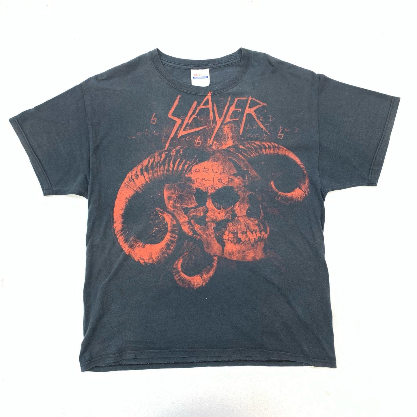 【中古】VINTAGE衣料 | ヴィンテージイリョウ Hanes HEAVYWEIGHT ヘインズ SLAYER TOUR Tee バンド スカル 半袖Tシャツ ブラック サイズ:L【加古川物流】