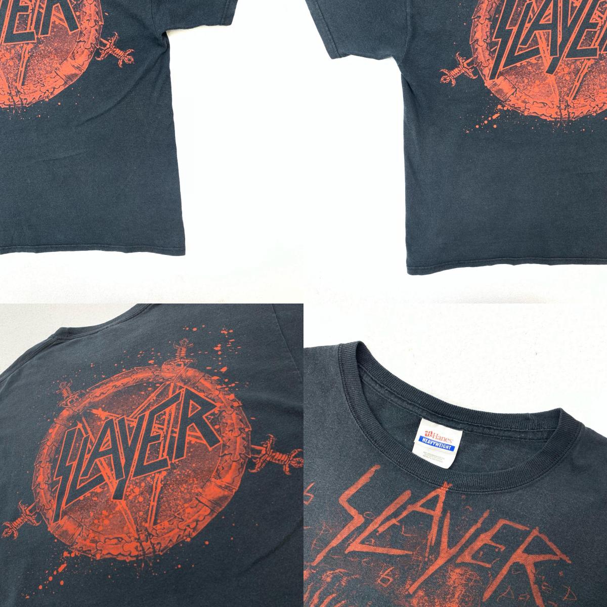 【中古】VINTAGE衣料 | ヴィンテージイリョウ Hanes HEAVYWEIGHT ヘインズ SLAYER TOUR Tee バンド スカル 半袖Tシャツ ブラック サイズ:L【加古川物流】