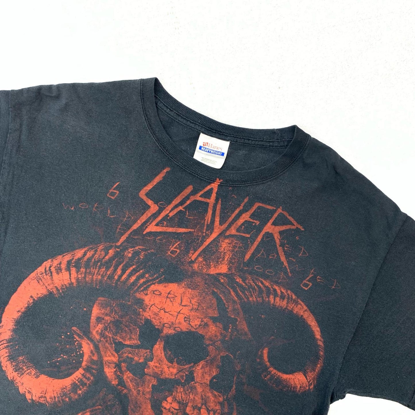 【中古】VINTAGE衣料 | ヴィンテージイリョウ Hanes HEAVYWEIGHT ヘインズ SLAYER TOUR Tee バンド スカル 半袖Tシャツ ブラック サイズ:L【加古川物流】
