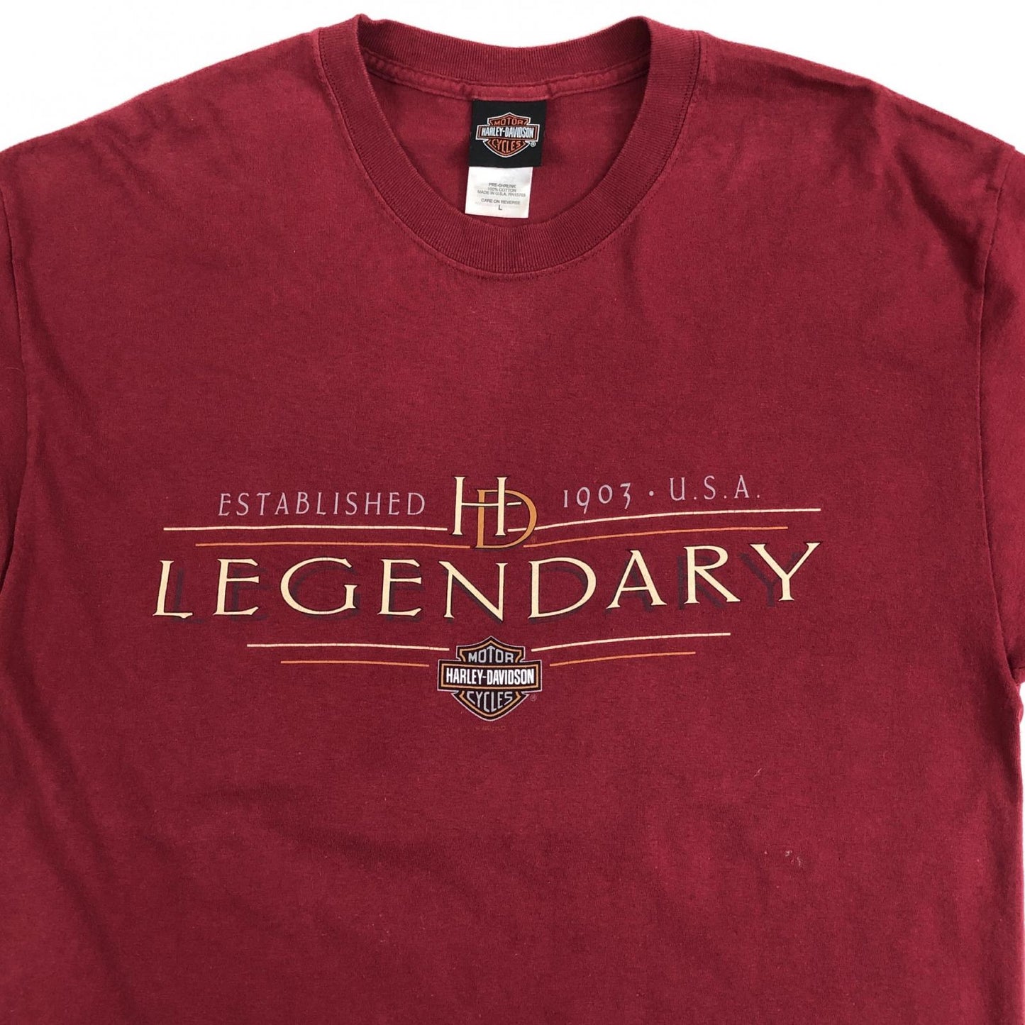 【中古】HARLEY-DAVIDSON | ハーレーダビットソン 半袖Tシャツ USA製 ボルドー/バーガンディー サイズ:L【加古川物流】