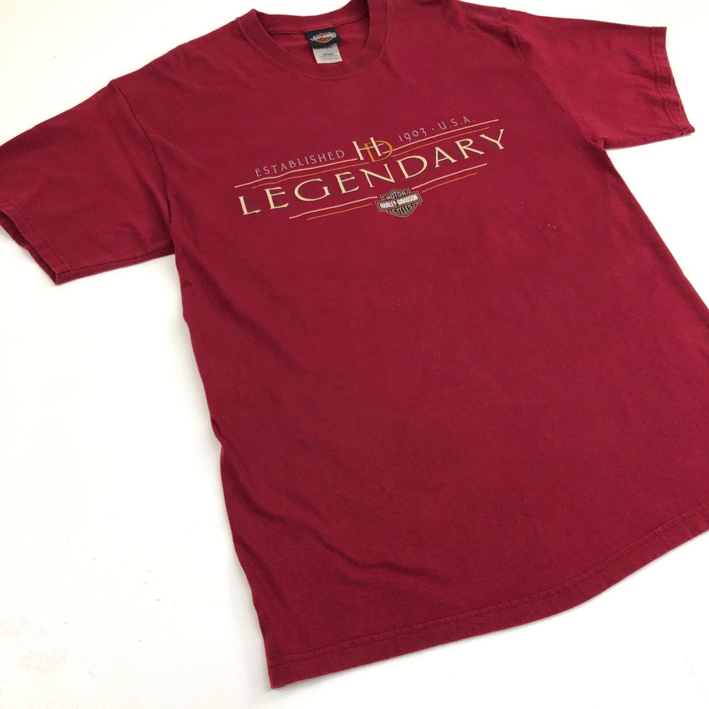 【中古】HARLEY-DAVIDSON | ハーレーダビットソン 半袖Tシャツ USA製 ボルドー/バーガンディー サイズ:L【加古川物流】